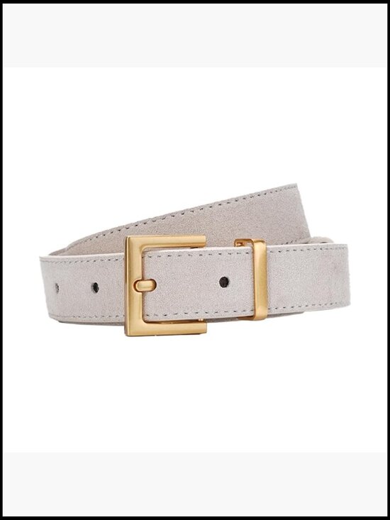 Suede Leather Belt with Gold Square Buckle, Adjustable Waist for Dresses & Jeans main image 3